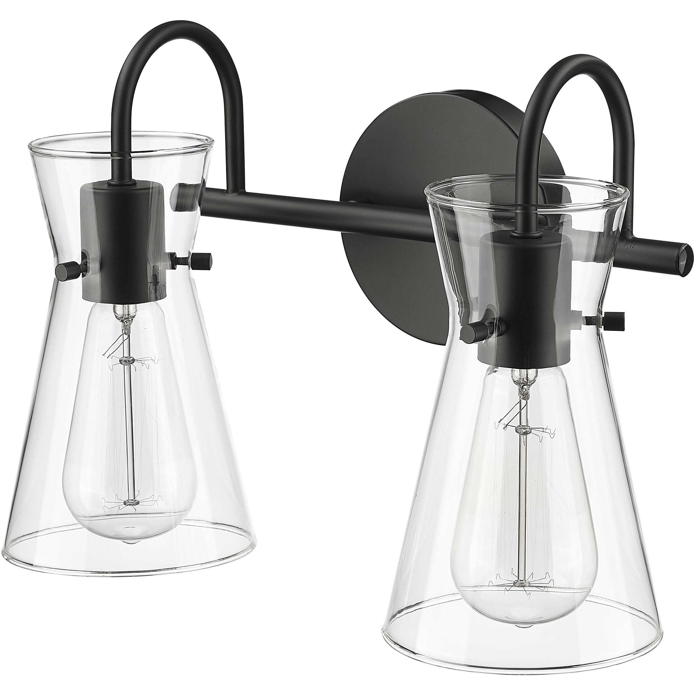 Camellia 2 Light 13.4 inch Matte Black Bathroom Vanity Light Wall Light